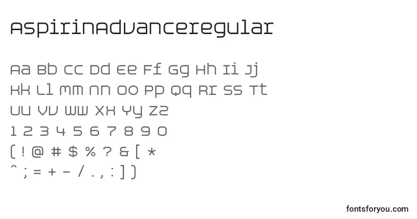 Fuente AspirinAdvanceregular - alfabeto, números, caracteres especiales