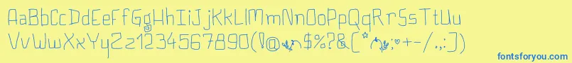 PlumpyButCute-Schriftart – Blaue Schriften auf gelbem Hintergrund