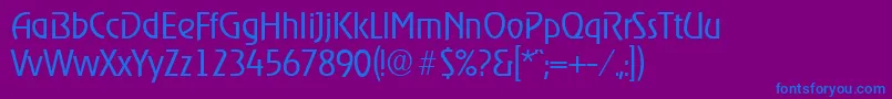 フォントOnstageserialLightRegular – 紫色の背景に青い文字