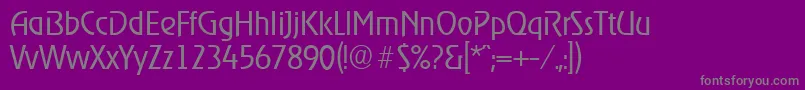 OnstageserialLightRegular-fontti – harmaat kirjasimet violetilla taustalla