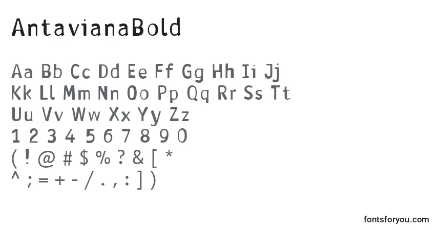 A fonte AntavianaBold – alfabeto, números, caracteres especiais