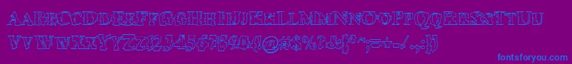 フォントPsyborgzhollow – 紫色の背景に青い文字