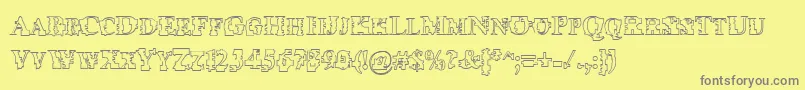 Psyborgzhollow-fontti – harmaat kirjasimet keltaisella taustalla