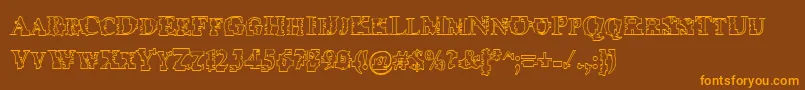 Psyborgzhollow Font – Orange Fonts on Brown Background