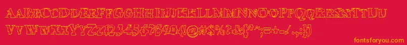 Psyborgzhollow Font – Orange Fonts on Red Background
