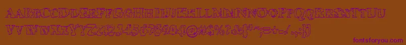 Czcionka Psyborgzhollow – fioletowe czcionki na brązowym tle