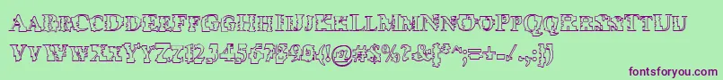 Psyborgzhollow-fontti – violetit fontit vihreällä taustalla