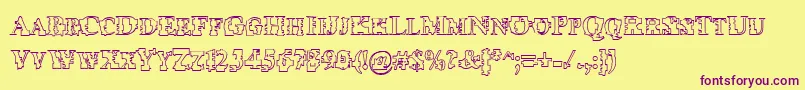 Шрифт Psyborgzhollow – фиолетовые шрифты на жёлтом фоне