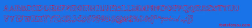 Psyborgzhollow Font – Red Fonts on Blue Background