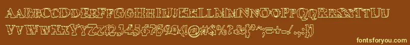 Psyborgzhollow Font – Yellow Fonts on Brown Background