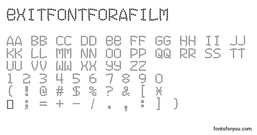A fonte Exitfontforafilm – alfabeto, números, caracteres especiais