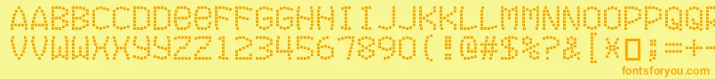 Fonte Exitfontforafilm – fontes laranjas em um fundo amarelo