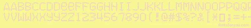 Fonte Exitfontforafilm – fontes rosa em um fundo amarelo