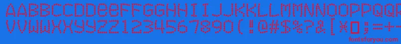 Exitfontforafilm Font – Red Fonts on Blue Background