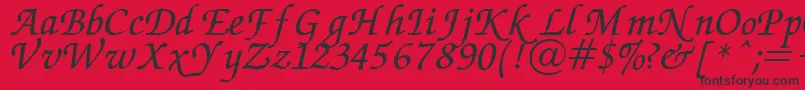 Chancery Font – Black Fonts on Red Background