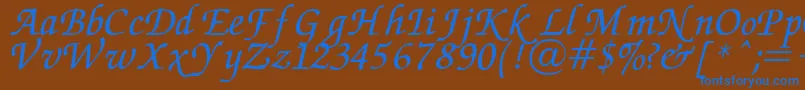 Chancery Font – Blue Fonts on Brown Background