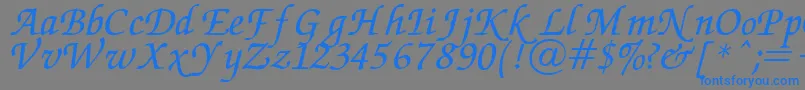 フォントChancery – 灰色の背景に青い文字