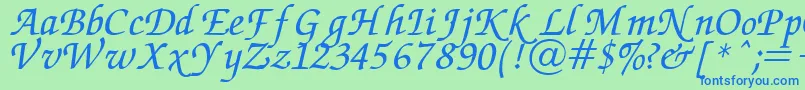 Chancery Font – Blue Fonts on Green Background