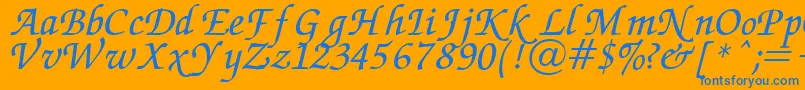 Chancery Font – Blue Fonts on Orange Background