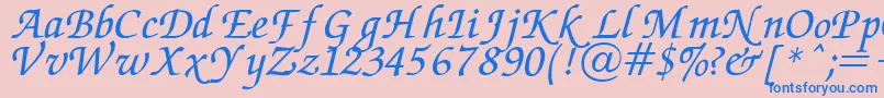 Chancery Font – Blue Fonts on Pink Background