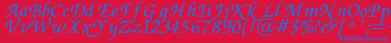 Chancery Font – Blue Fonts on Red Background