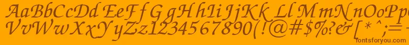 Chancery Font – Brown Fonts on Orange Background