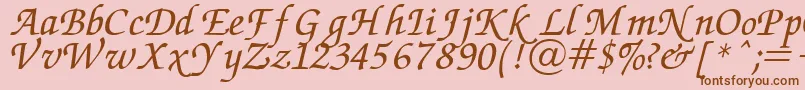 Chancery Font – Brown Fonts on Pink Background