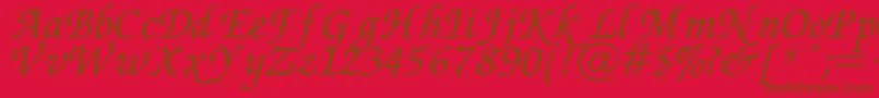 Chancery Font – Brown Fonts on Red Background