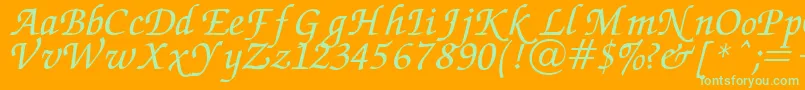 Chancery Font – Green Fonts on Orange Background