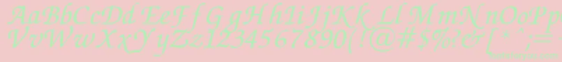 Chancery Font – Green Fonts on Pink Background