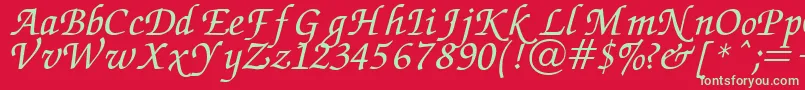 Chancery Font – Green Fonts on Red Background