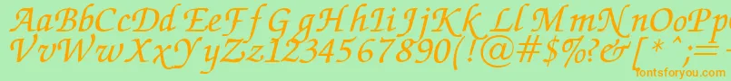 Chancery Font – Orange Fonts on Green Background