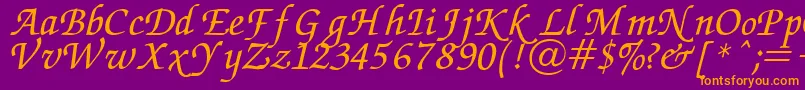 Chancery Font – Orange Fonts on Purple Background