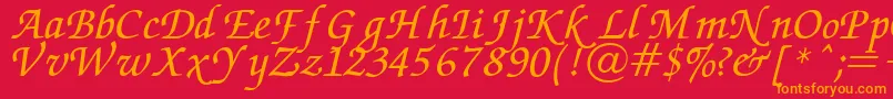 Chancery Font – Orange Fonts on Red Background