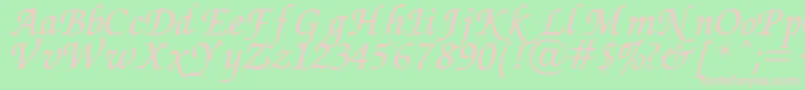 Chancery Font – Pink Fonts on Green Background