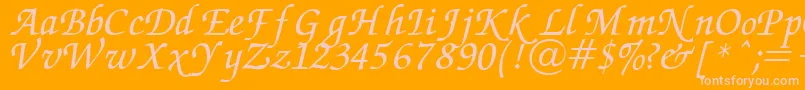 Chancery Font – Pink Fonts on Orange Background