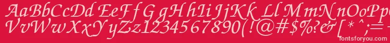 Chancery Font – Pink Fonts on Red Background