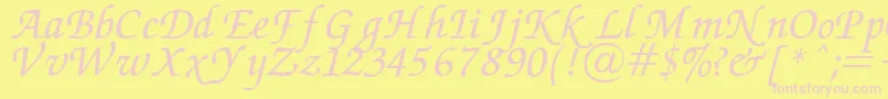 Chancery Font – Pink Fonts on Yellow Background