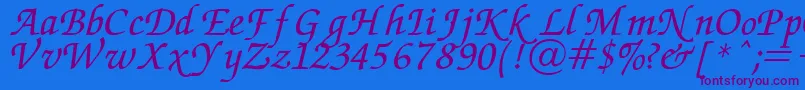 Chancery Font – Purple Fonts on Blue Background