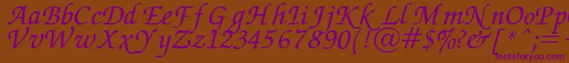 Chancery Font – Purple Fonts on Brown Background