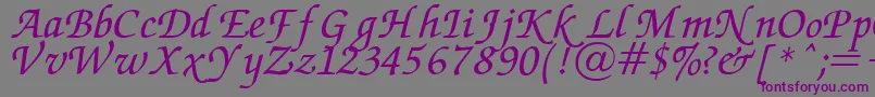 Chancery Font – Purple Fonts on Gray Background