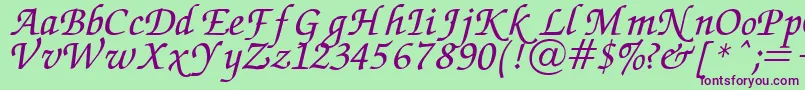 Chancery Font – Purple Fonts on Green Background