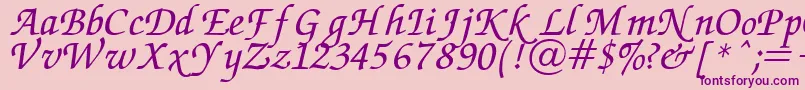 Chancery Font – Purple Fonts on Pink Background