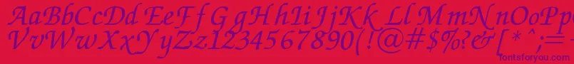 Chancery Font – Purple Fonts on Red Background