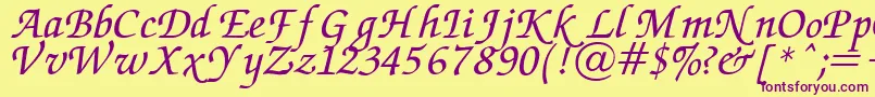 Chancery Font – Purple Fonts on Yellow Background