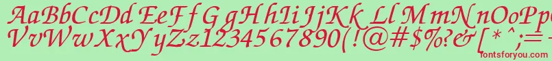 Chancery Font – Red Fonts on Green Background