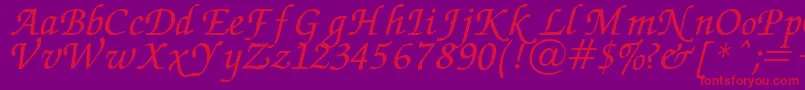 Chancery Font – Red Fonts on Purple Background