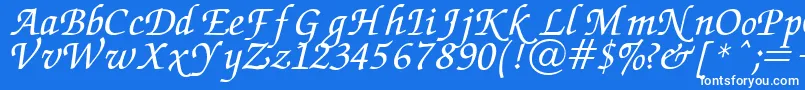 フォントChancery – 青い背景に白い文字