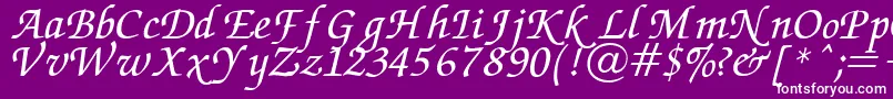 フォントChancery – 紫の背景に白い文字