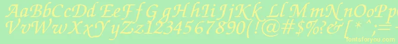 Chancery Font – Yellow Fonts on Green Background